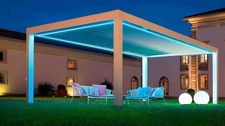 Bioclimatique Electric Sun Louver Metal Framed Pergola Aluminum Pergola Louvered Opening Roof System With Sun Block Blinds Bioclimatique Electric Sun Louver Metal Framed Pergola Aluminum Pergola Louvered Opening Roof System With Sun Block Blinds